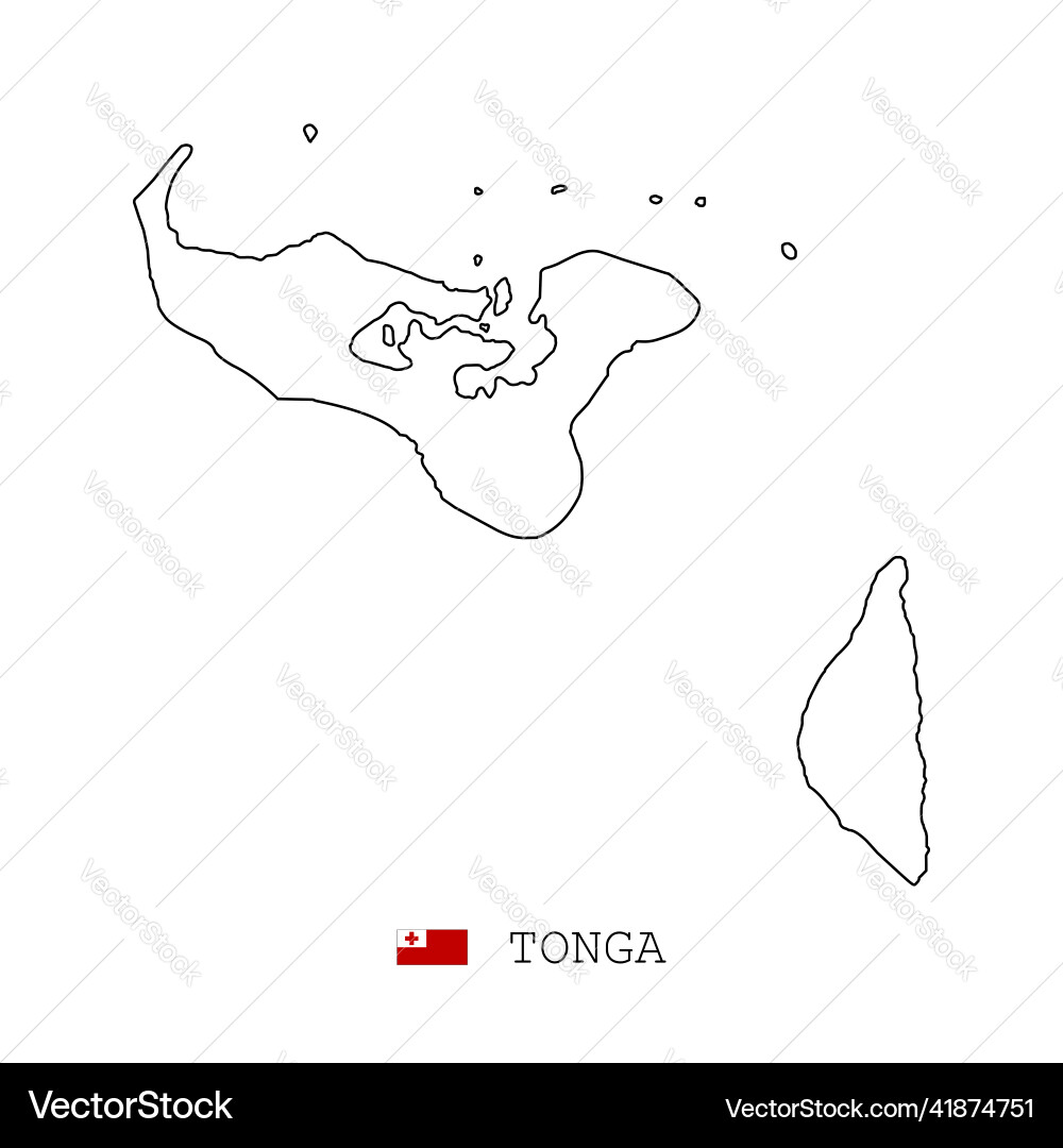 Tonga islands map line linear thin simple Vector Image