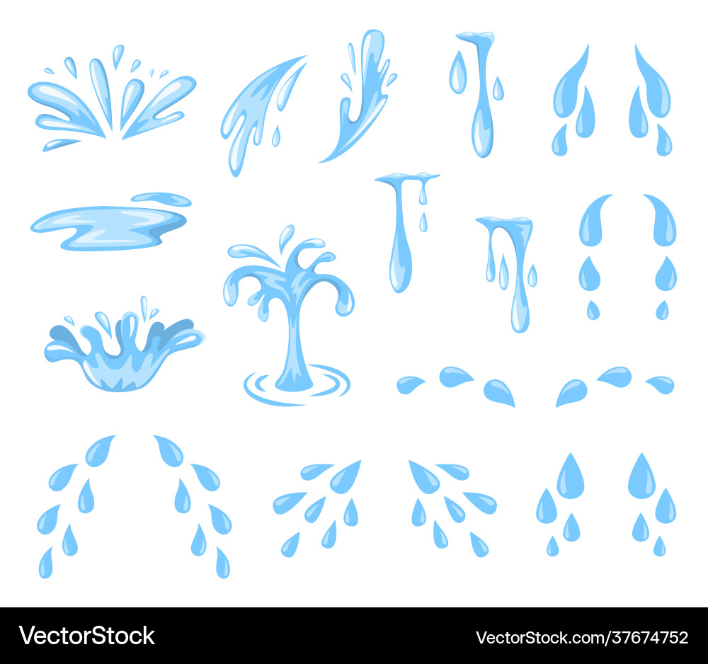 Cartoon splashes and drops tears sweat or water Cartoon splashes and drops tears sweat or water vector image