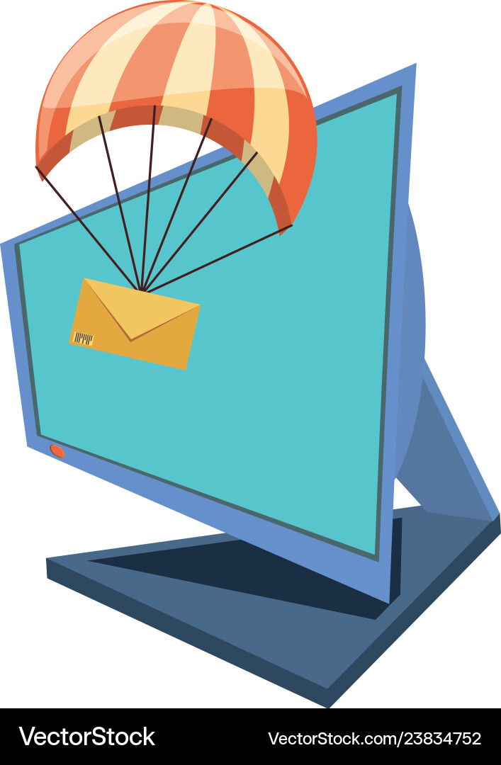 Computer desktop with delivery app Vector Image