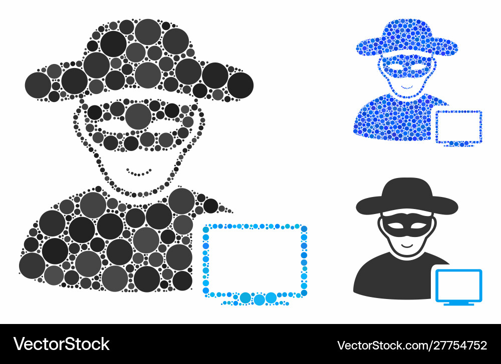 Computer hacker mosaic icon round dots Computer hacker mosaic icon round dots vector image