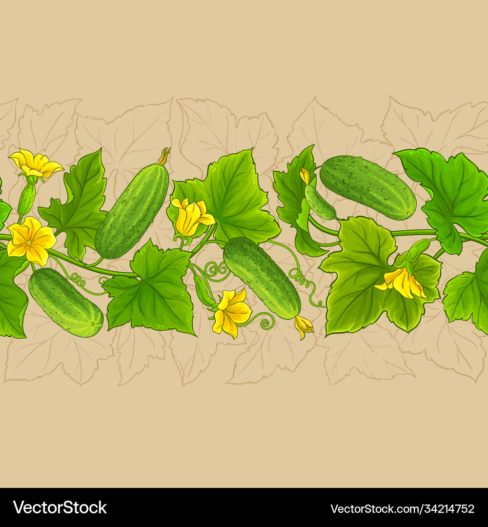 Cucumber plant pattern on color background Vector Image