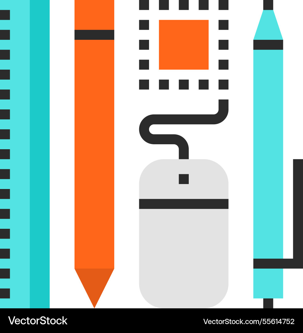 Design tools flat line web icon concept Vector Image