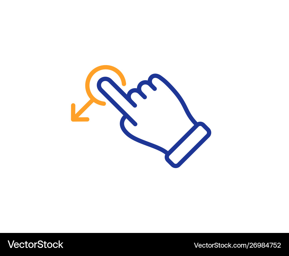 Drag drop gesture line icon slide arrow sign vector image
