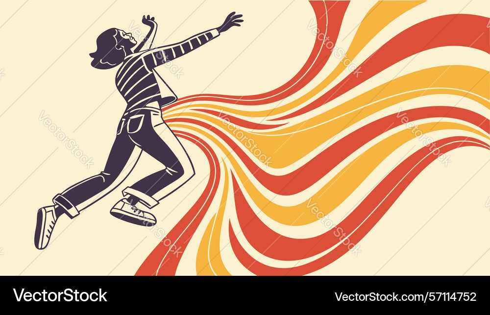 Dynamic runner with energetic trails design vector image