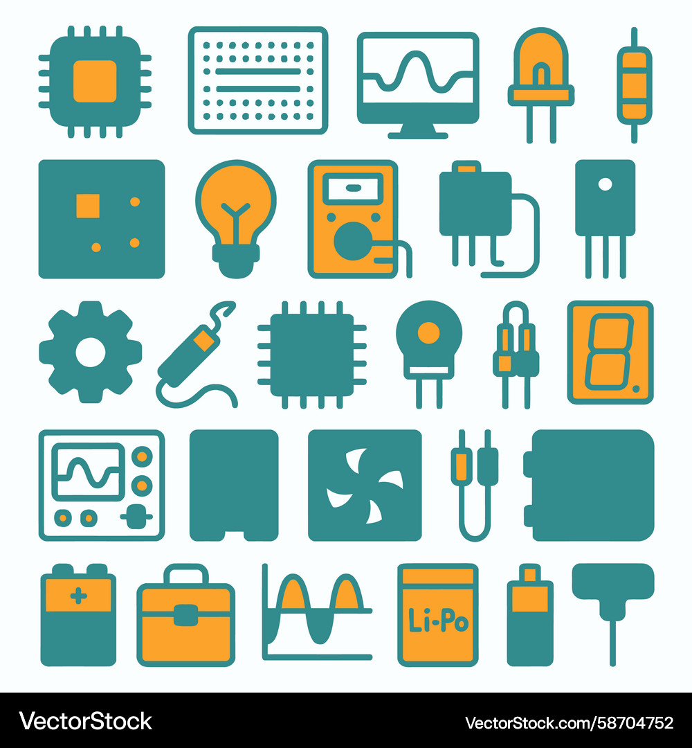 Electronics components icons set Vector Image