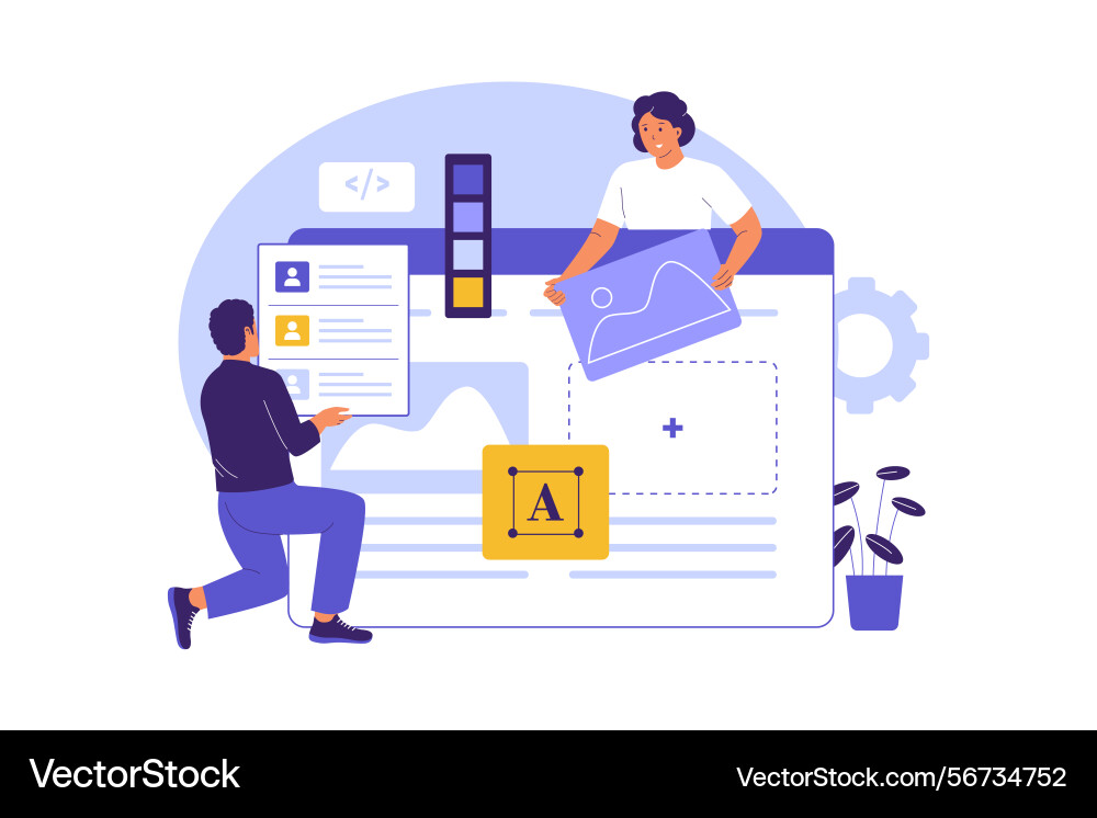 Flat of ui ux interface builder for web design vector image