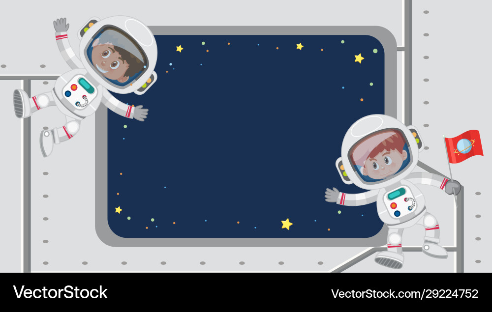 Frame template design with astronauts Frame template design with astronauts Vector Image