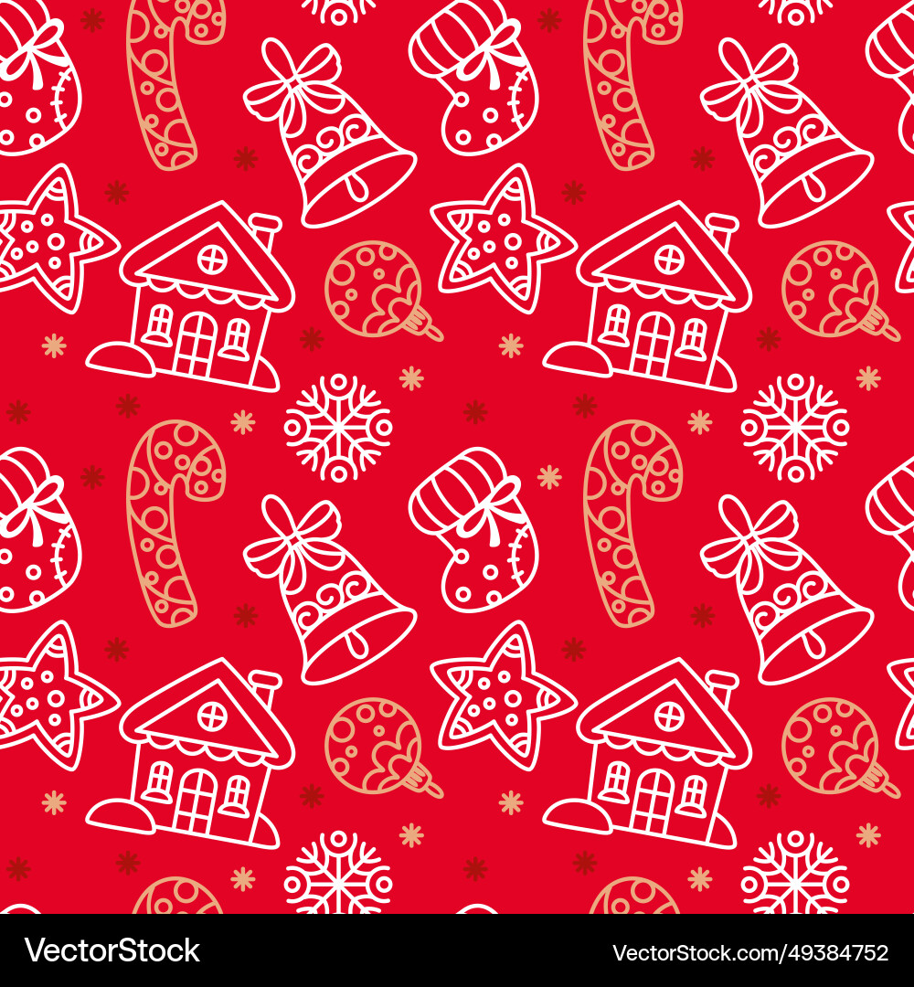 Ginger cookies pattern on red background Ginger cookies pattern on red background vector image
