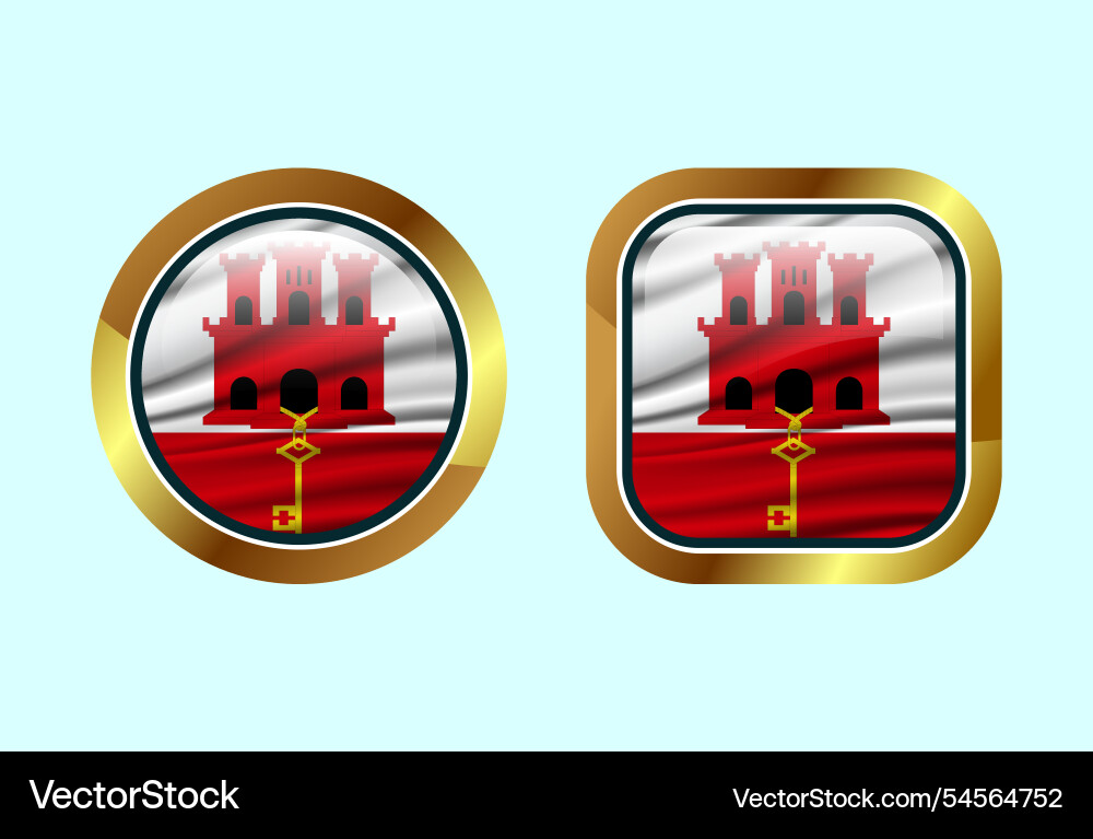 Glossy flag button of gibraltar high quality web Vector Image