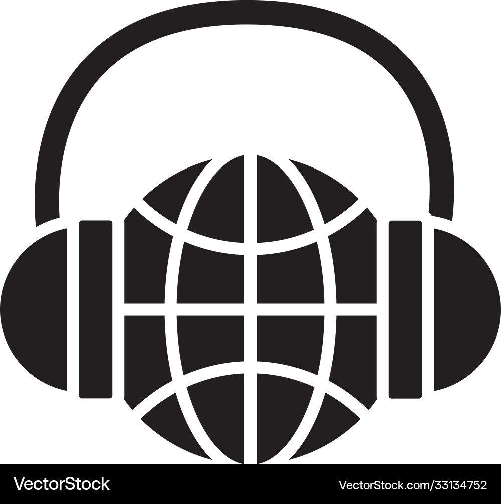 Headset with sphere browser call center service vector image