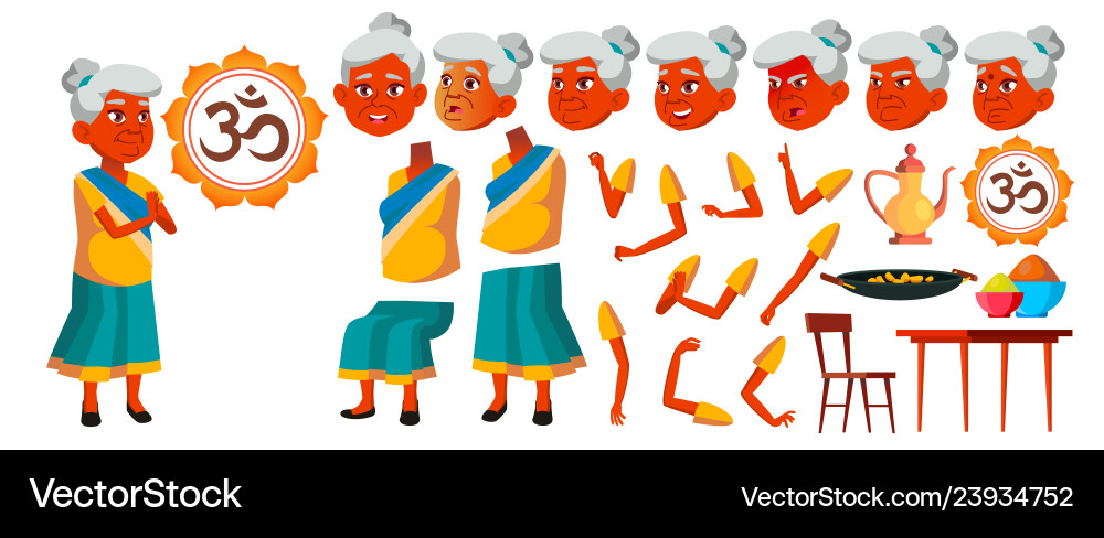 Indian old woman senior person portrait Indian old woman senior person portrait vector image
