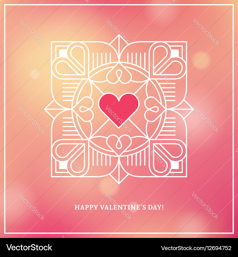 Linear Heart Frame Valentine's Day Concept vector image