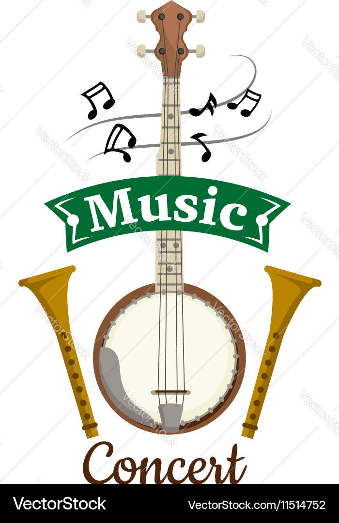 Music Concert Emblem with String Instruments Vector Image