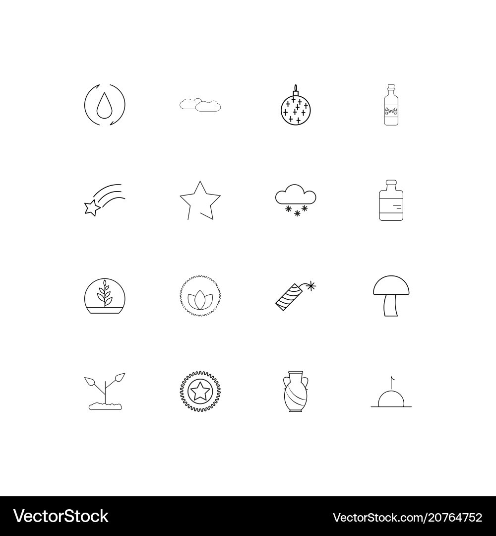 Nature linear thin icons set outlined simple vector image