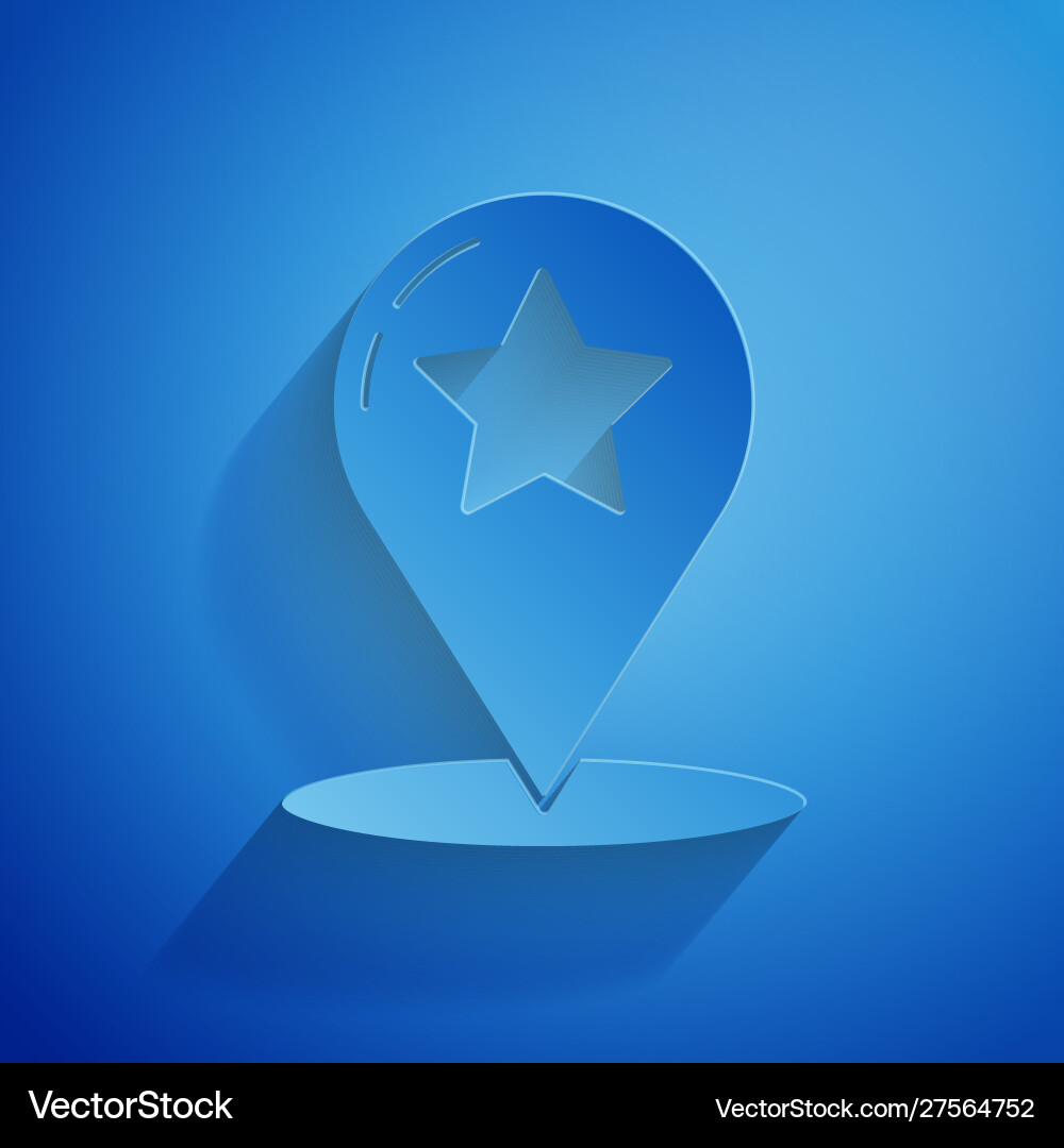 Paper cut map pointer with star icon isolated Paper cut map pointer with star icon isolated vector image
