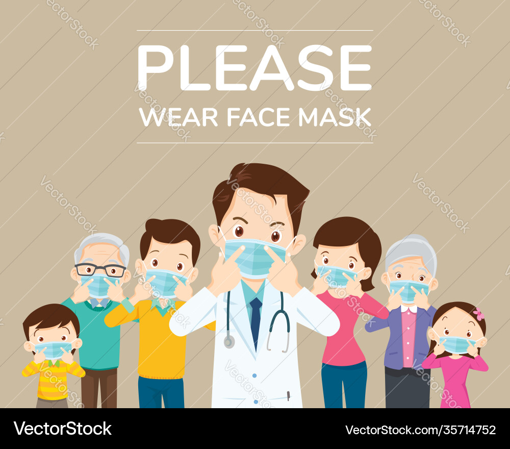 Please wear face mask vector image