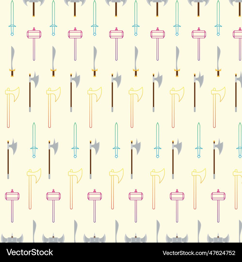 Seamless pattern background with medieval weapons Vector Image