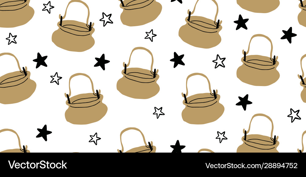 Seamless pattern with cauldrons cattle Vector Image