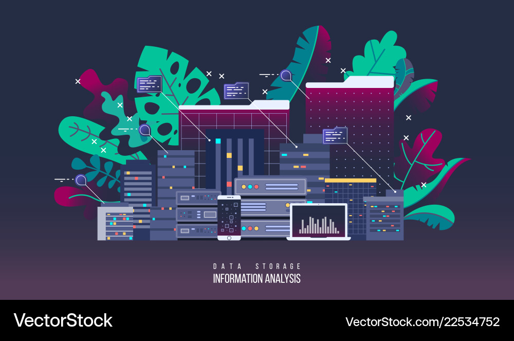 Server data center flat internet Server data center flat internet vector image
