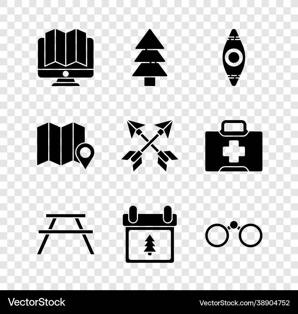 Set location forest in monitor tree kayak vector image