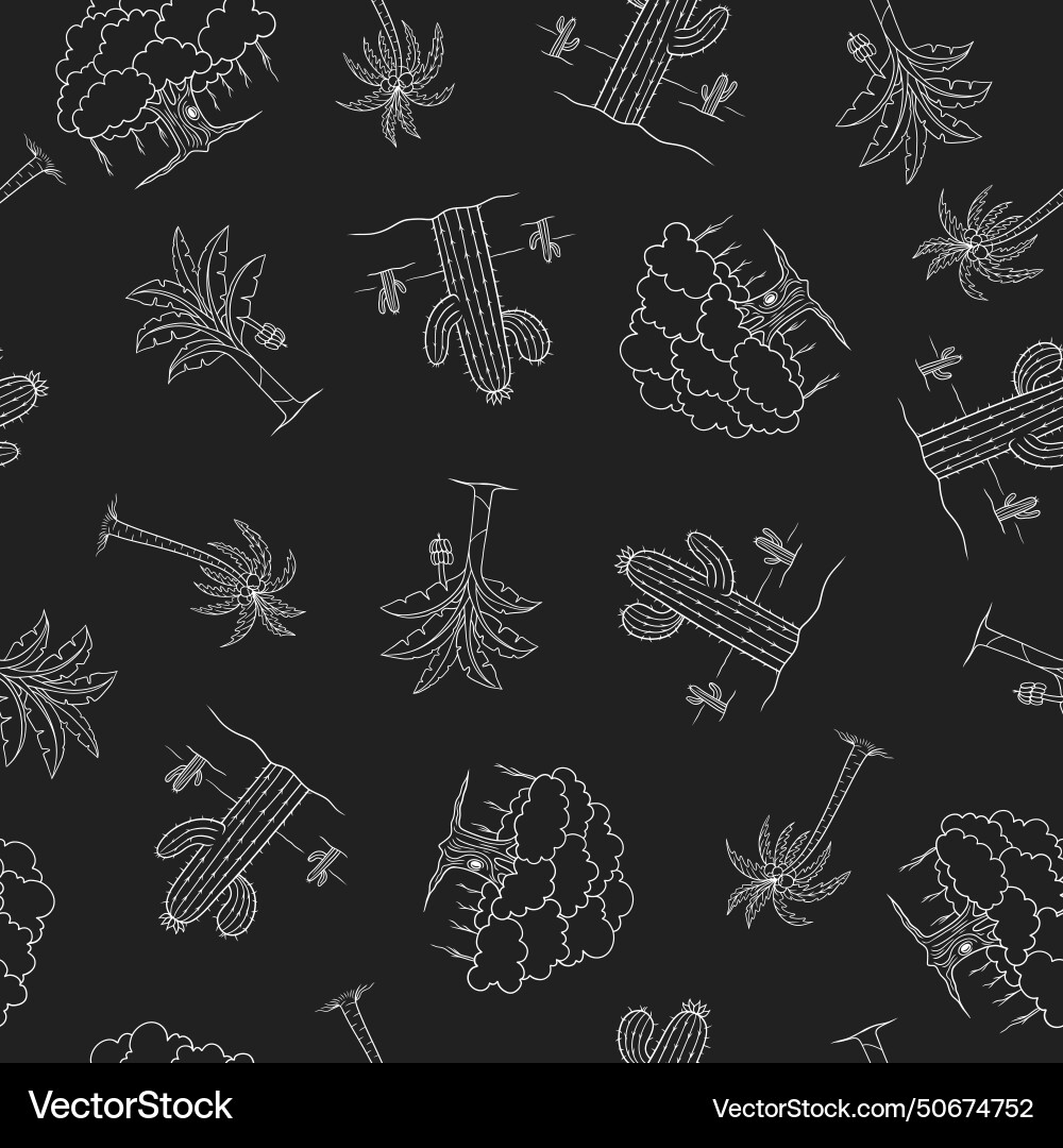 Set of various hand-drawn trees seamless pattern Set of various hand-drawn trees seamless pattern vector image