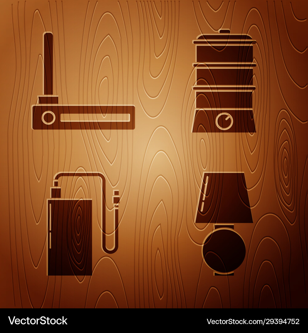 Set table lamp router and wi-fi signal power Set table lamp router and wi-fi signal power Vector Image