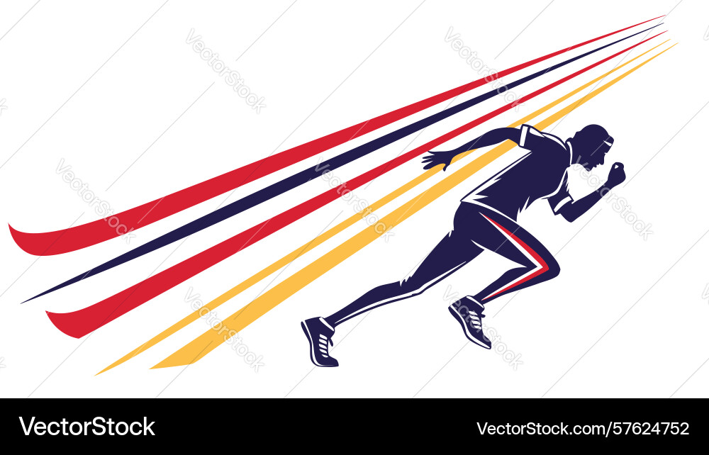 Speeding runner with diagonal motion lines vector image