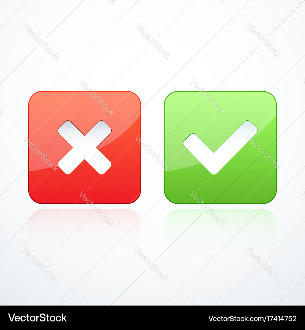 Tick and Cross Icons - Checkmarks vector image