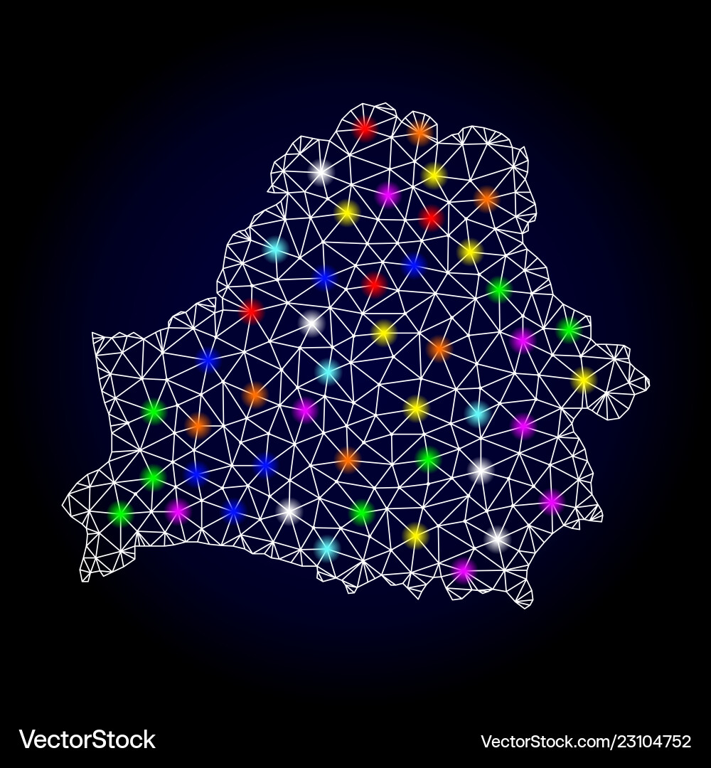 Wire frame mesh map of belarus with light Vector Image