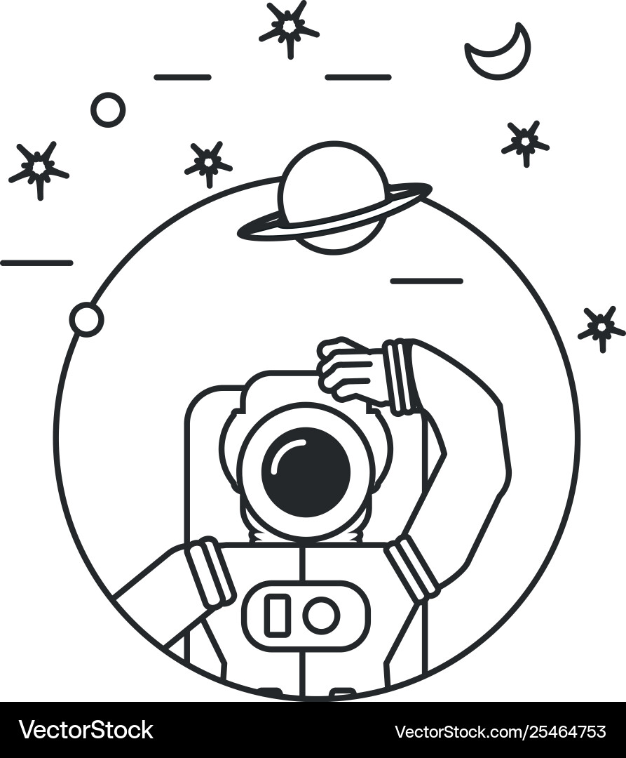Astronaut suit in frame circular with set icons vector image