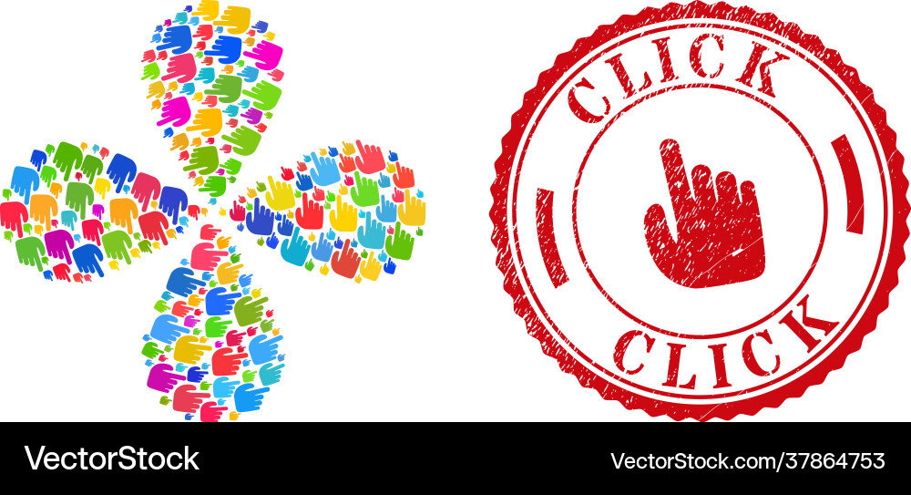 Click scratched seal and index finger multi Vector Image