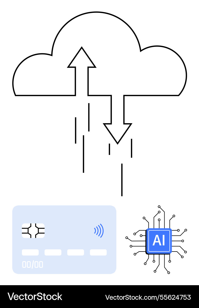 Cloud computing with ai integration for digital Cloud computing with ai integration for digital vector image