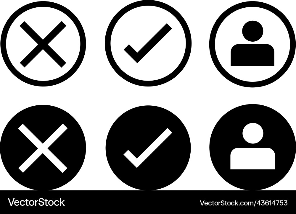 Cross and tick user icon modern style icons vector image