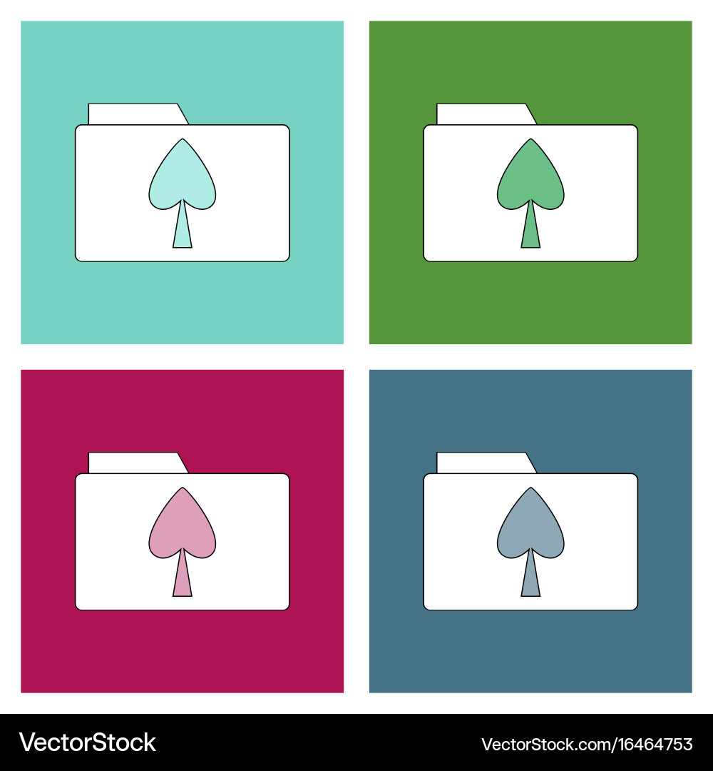 Flat icon design collection spade symbol on folder Vector Image