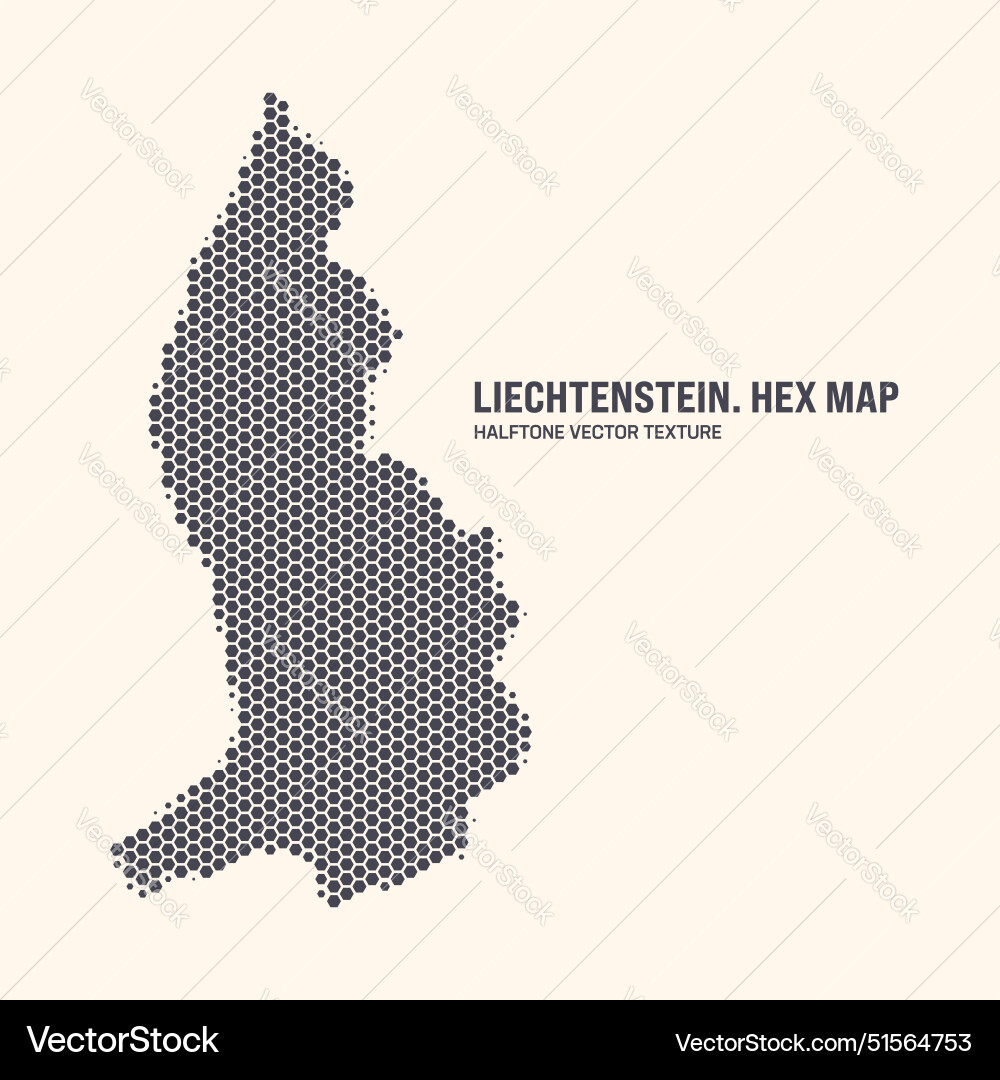 Liechtenstein Hexagonal Map - Halftone Pattern vector image