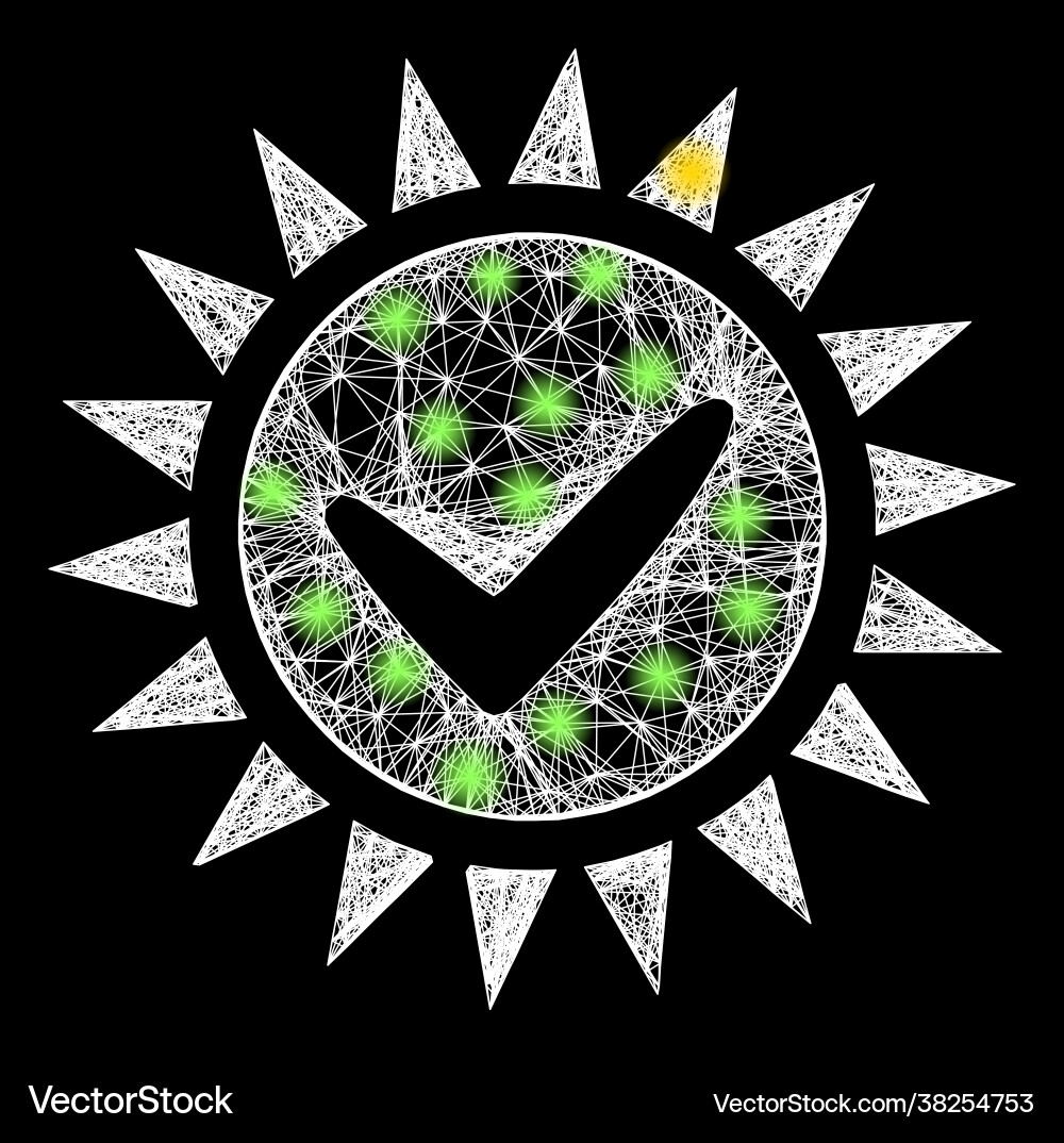 Network push yes web mesh with bright glitter dots Network push yes web mesh with bright glitter dots vector image