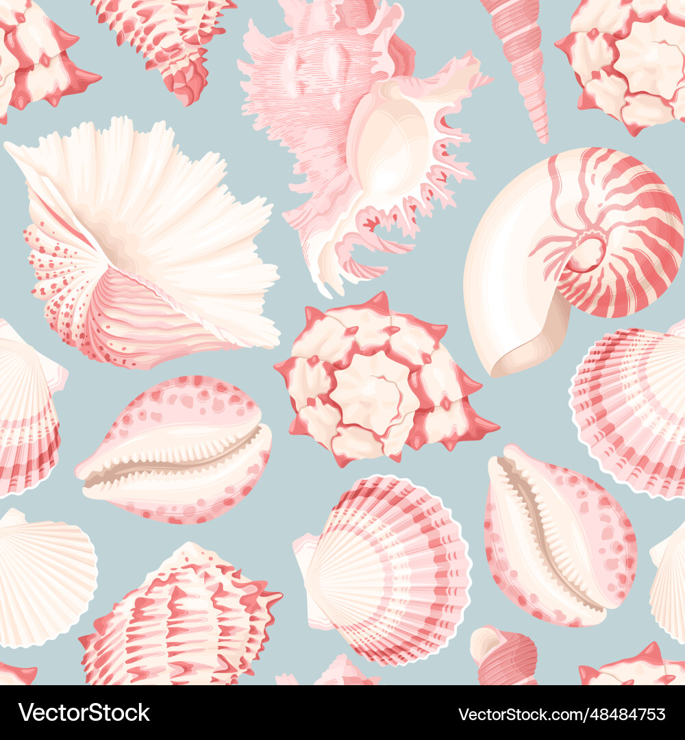 Pink & White Seashell Pattern vector image