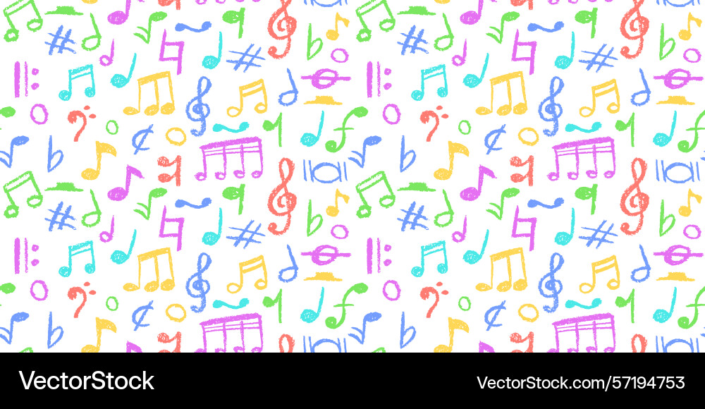 Seamless pattern of charcoal scribble music notes Seamless pattern of charcoal scribble music notes Vector Image