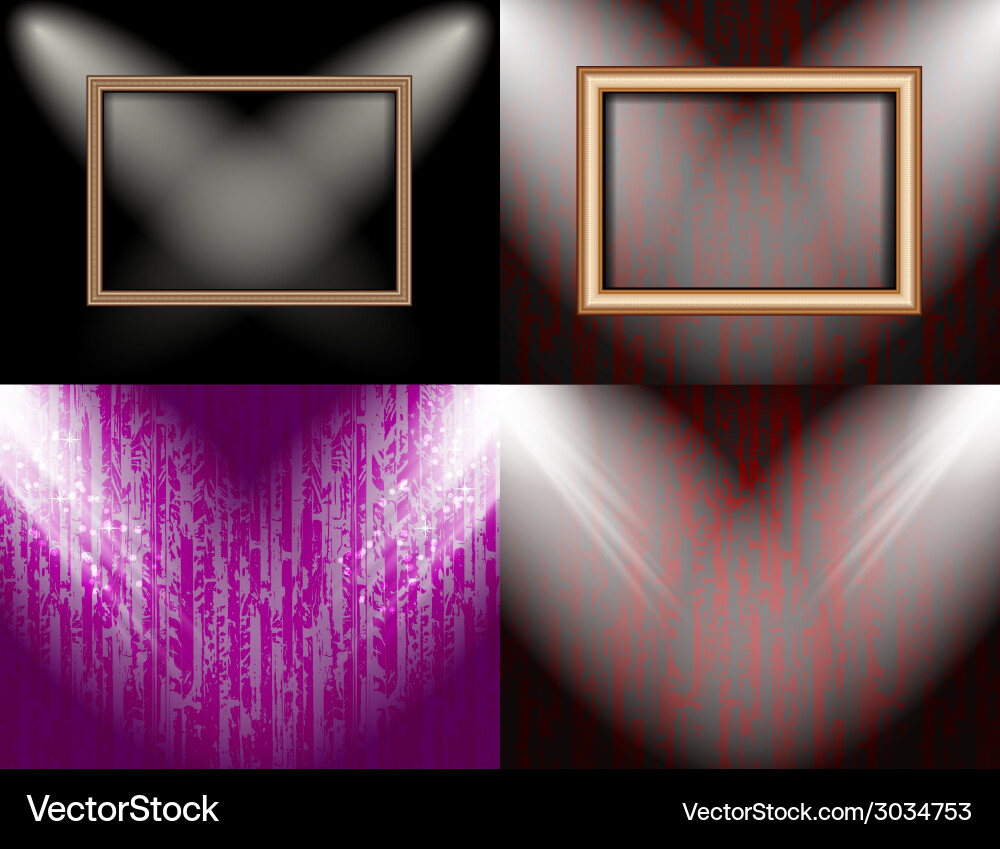 Set of background with frames and spotlights Vector Image
