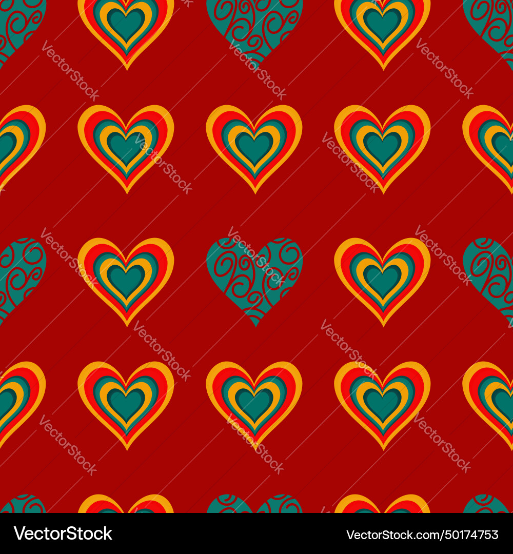 Set of seamless patterns with decorative hearts Set of seamless patterns with decorative hearts vector image