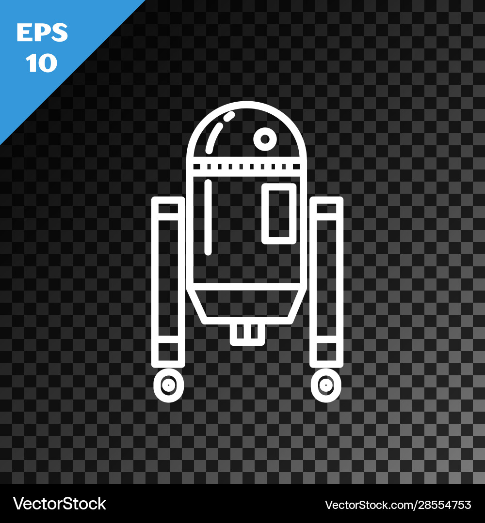 White line robot icon isolated on transparent White line robot icon isolated on transparent vector image
