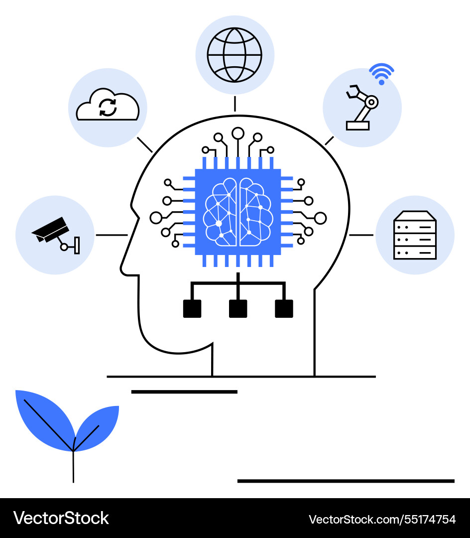 Artificial intelligence concept with machine Vector Image