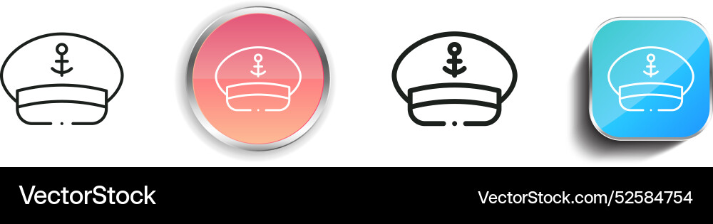 Captain cap icon thin linear regular and button Captain cap icon thin linear regular and button vector image