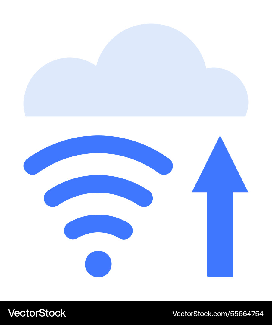 Cloud upload concept with wireless and upward Cloud upload concept with wireless and upward Vector Image