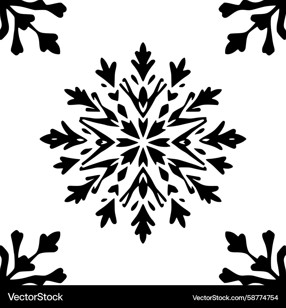 Elegant Snowflake Vignette Vector Image