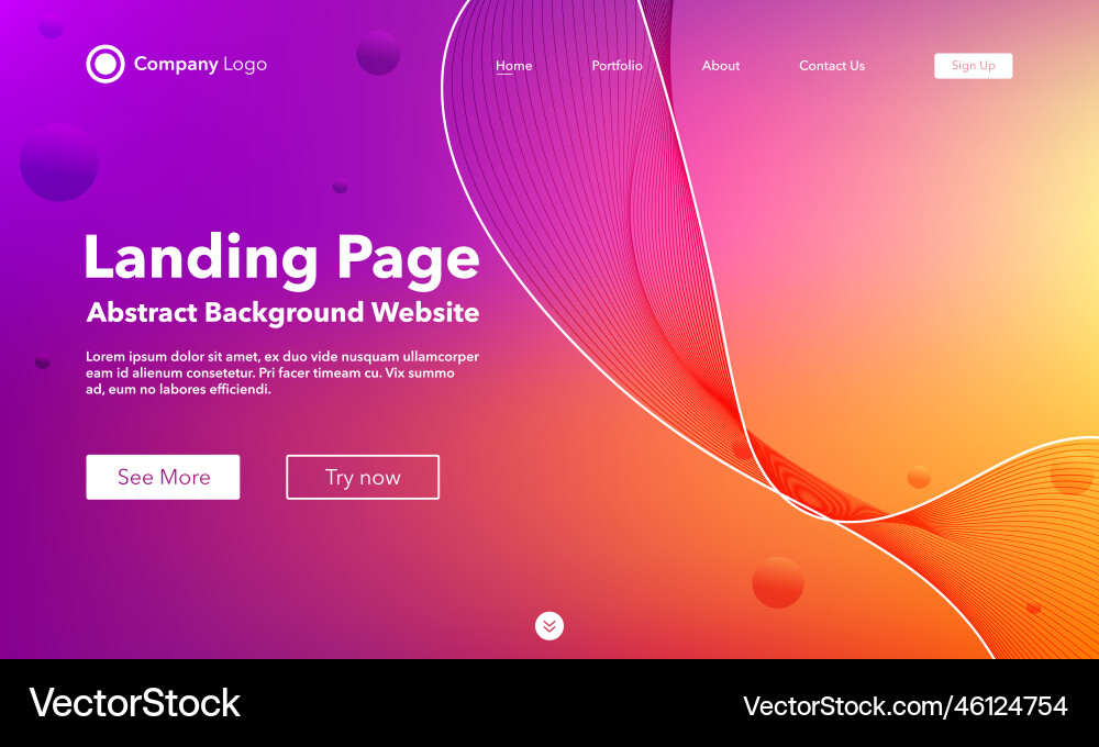 Gradient abstract wave background landing page Gradient abstract wave background landing page vector image