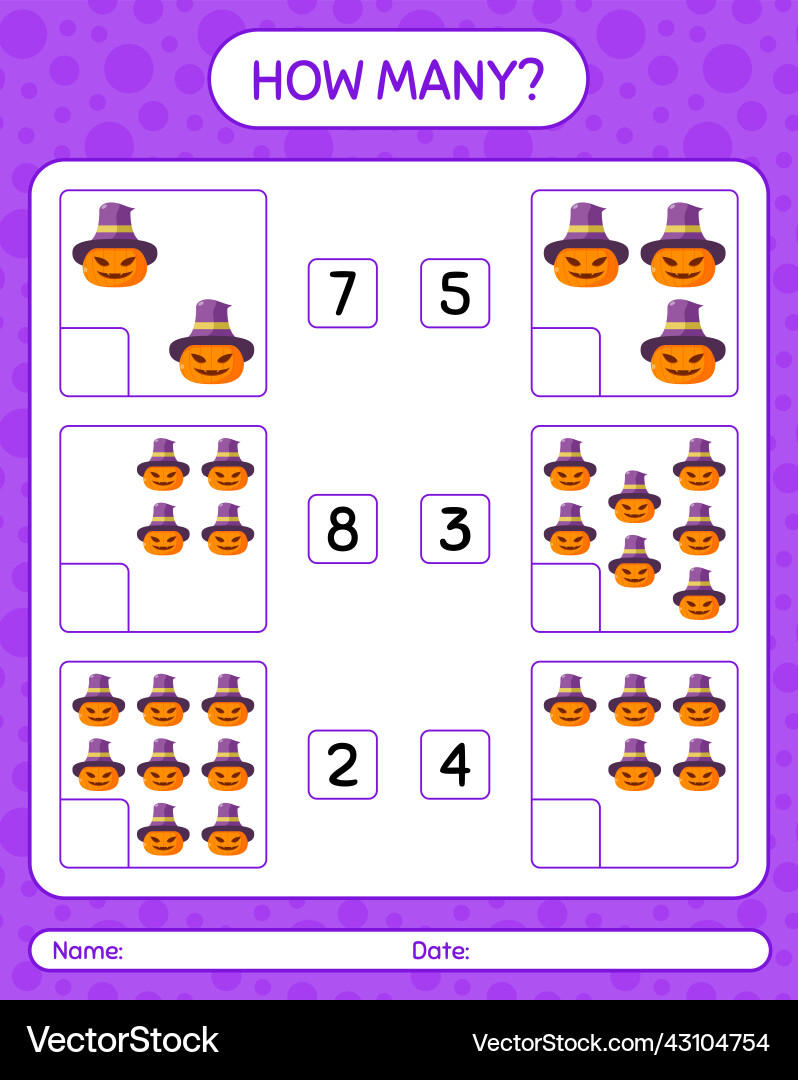 How many counting game with jack o lantern How many counting game with jack o lantern Vector Image