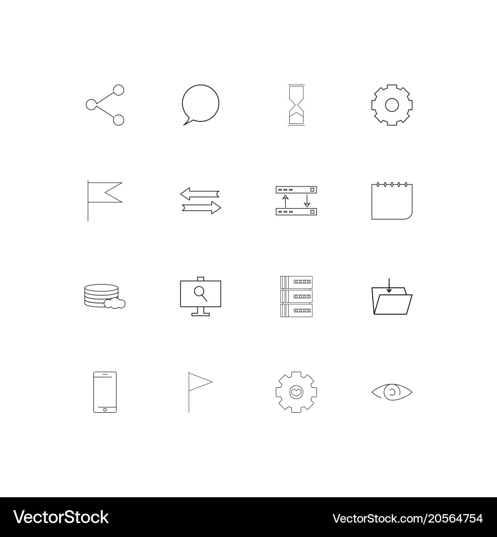 Internet technologies simple linear icons set vector image