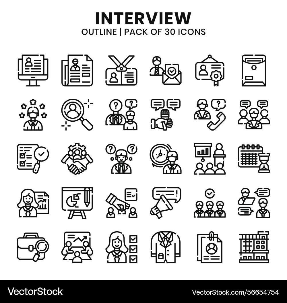 Interview icons bundle outline style Vector Image
