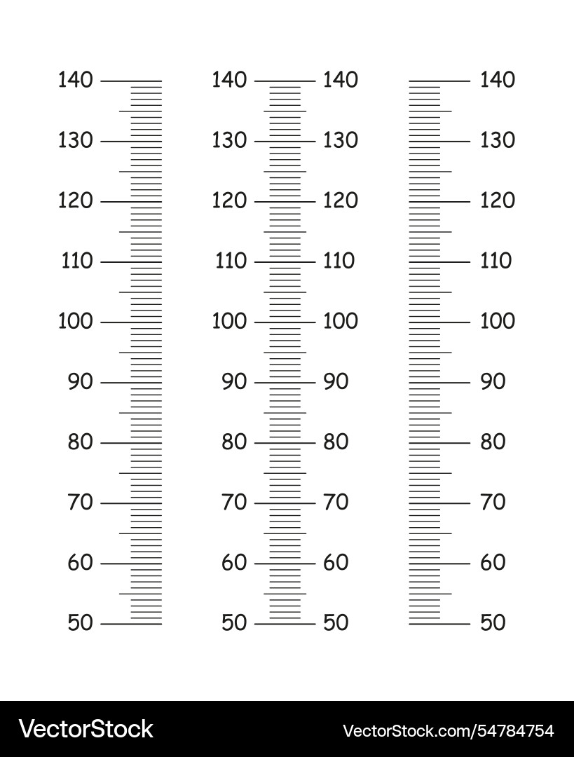 Kinderhöhendiagramm von 50 bis 140 Zentimeter Set Kinderhöhendiagramm von 50 bis 140 Zentimeter Set vektorbild